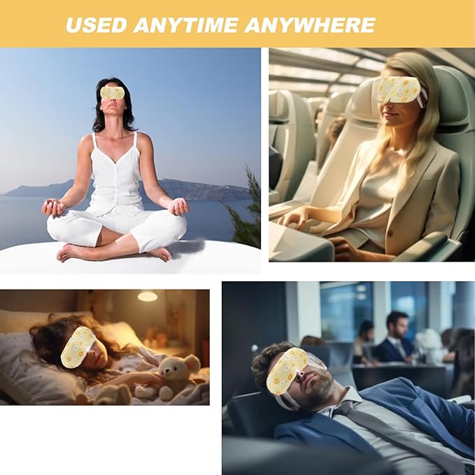 50 Packs Steam Eye Mask for Dry Eyes, Self Heated Sleep Eye Mask Disposable Warm Compress for Eyes, Relieves Dry Eye Eye Strain, Dark Circles, Puffiness,Microgroove (Chamomile