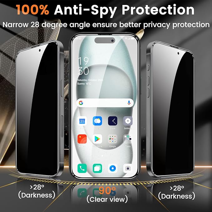 4+4 Pack Privacy Screen Protector for iPhone 15 Plus 6.7-Inch with 4 Pack Camera Lens Protector, Anti Spy Tempered Glass Film 9H Hardness Case Friendly