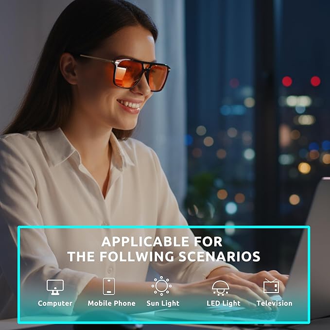 Myiaur Orange Blue Light Glasses for Women, 99.9% Blue Light Blocking Glasses with Anti Eyestrain for Gaming/Computer/Phone