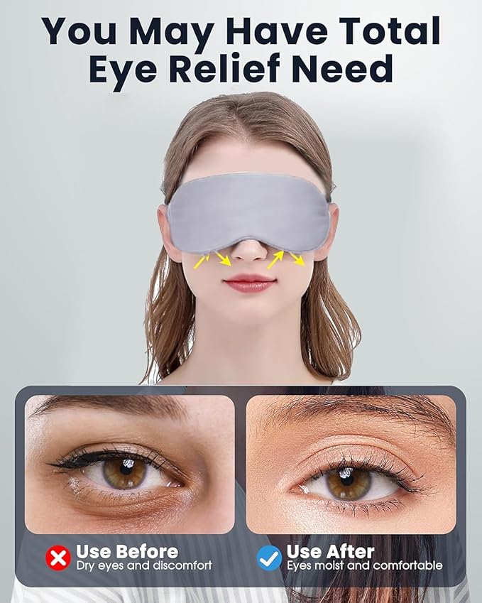 Silk-like Heated Eye Mask for Dry Eyes, MGD, Blepharitis, Stye, Grey