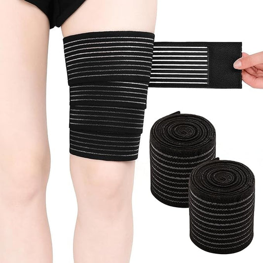 2 Pcs Hamstring & Thigh Compression Wraps, Adjustable Thigh Compression Sleeve, Quad & Thigh Support for Men and Women, Versatile Compression Bandage Sleeve for Thigh, Knee, Calf, Arm
