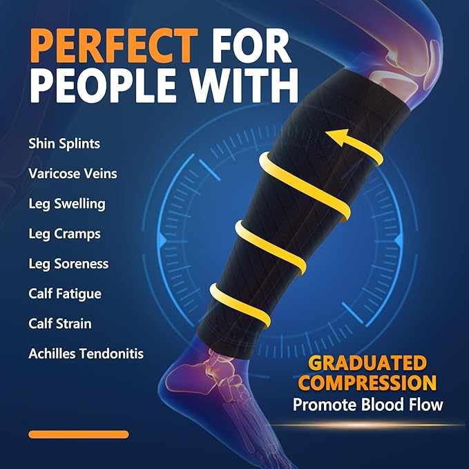 3 Pairs Calf Compression Sleeves for Women Men, Leg Compression Sleeve Calf Brace for Support Running Shin Splints