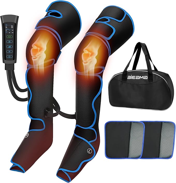 Leg Massager with Heat and Compression, 6 Modes 3 Intensities, Foot & Calf Massager for Muscle Relaxation