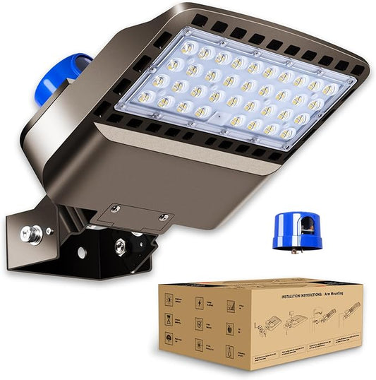 22500LM LED Parking lot Lights Commercial with Trunnion Eqv 600W Bright Wall Mount Dusk to Dawn 150W LED FloodLights Outdoor 85-277V IP65 Waterproof 5500K Shoebox Barn Light for Yard