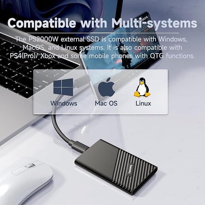 fanxiang 500GB External SSD Portable, Up to 2000MB/s, USB C External Solid State Drive External Hard Drive, USB 3.2 Gen2*2 Type-C SSD for iPhone 15/Pro/PC/Laptops/Creators/Gaming