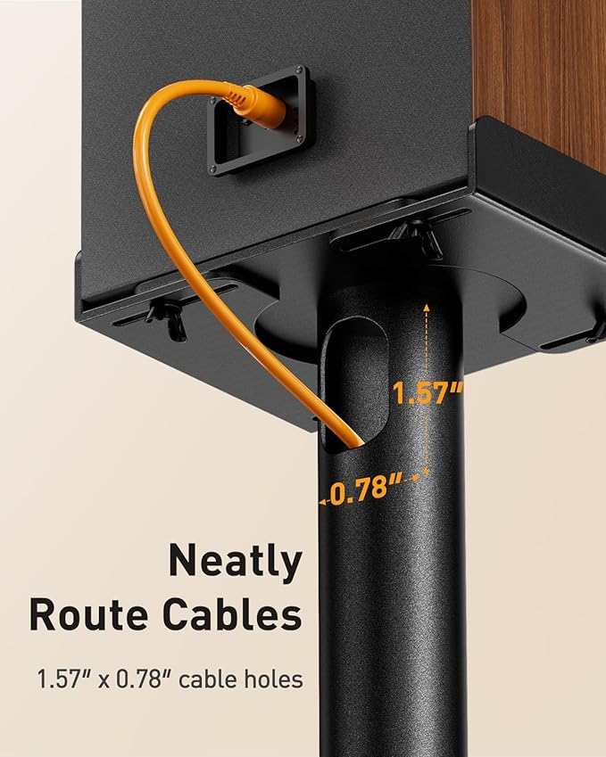 Perlegear Universal Speaker Stands Pair with Cable Management, 33.6 inch Speakers Stands for Bookshelf Speakers, Satellite Speakers & Surround Sound Speaker Holds to 22lbs (PGSS2)