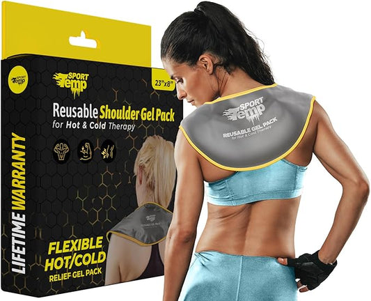 Hot & Cold Reusable Gel Pack Wrap for Neck/Shoulder/Back Pain Relief - Flexible Soft Compress - Ice & Heat Therapy for Rotator Cuff, Cervical, Pain, Swelling, Injuries and Surgery - Sport Temp
