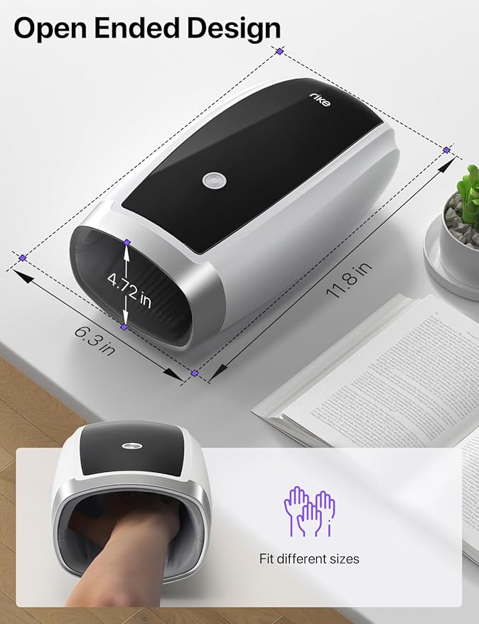 RIKE Hand Massager, 6 Modes 6 Intensities Hand Massager with Heat and Compression Arthritis and Carpal Tunnel, Birthday Gifts for Women Men (White)