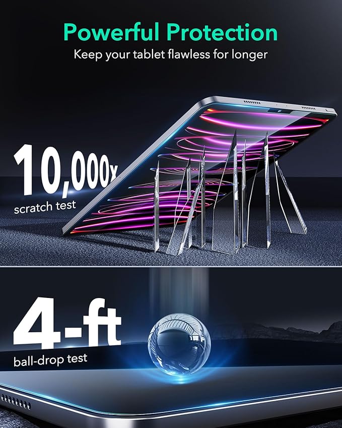 ESR 2 Pack Screen Protector for iPad Pro 12.9 (2022/2021/2020/2018), Tempered-Glass Film with Easy Application Tray, Anti-Scratch, Military-Grade Protection, HD Clarity, Armorite Series