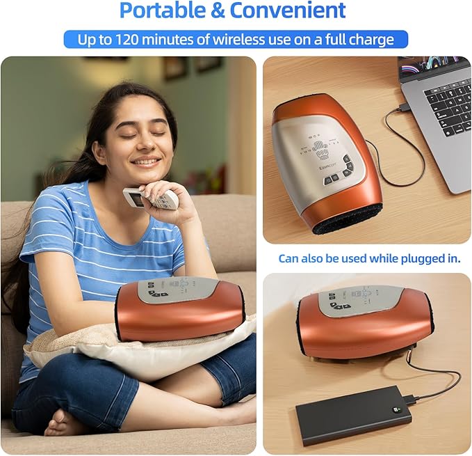 Electric Hand Massager,Cordless Hand Massager, 3 Level Heating, Fingers Palm and Wrist Chooseable, Glove-Like, Finger Separation