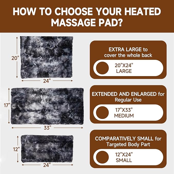 Heat Massaging Weighted Heating Pad for Back Pain Relief, Weighted Electric Heating Pad with Massaging Vibrations 12"x24" 3.7lb BPA-Free Non-Toxic Beads, 4 Heat Settings, 4 Massage Modes, 2h Auto-Off