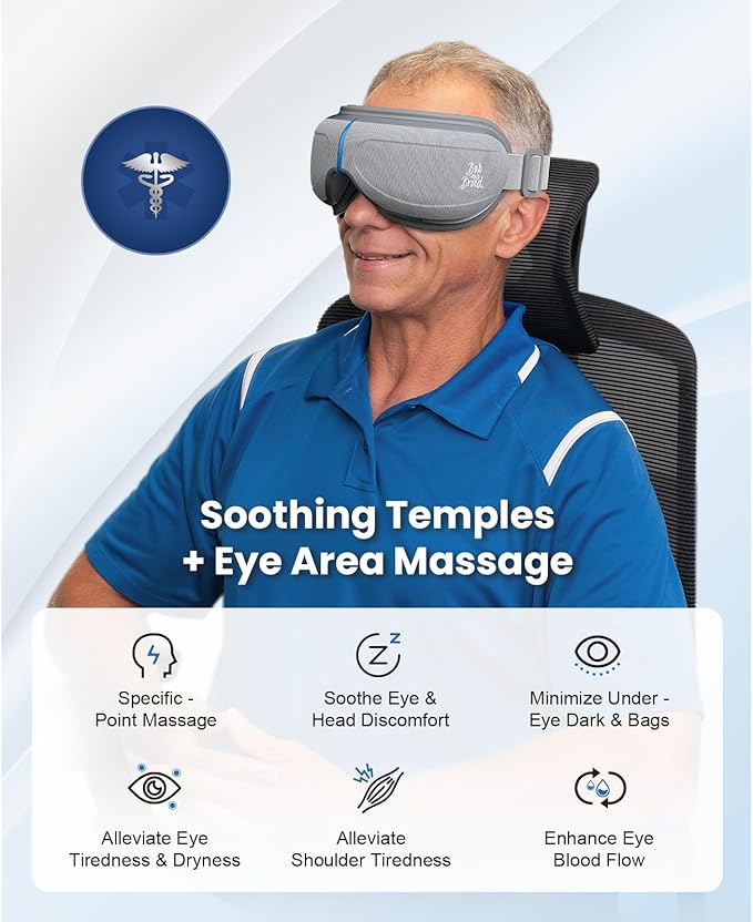 BOB AND BRAD Eye Massager with Heat and Cooling, EyeOasis 3 Eye Mask for Migraines FSA Eligible/HSA Eligible, Heated Face Massager for Eyes Strain Relief Improve Sleep, Birthday Gifts for Women Men