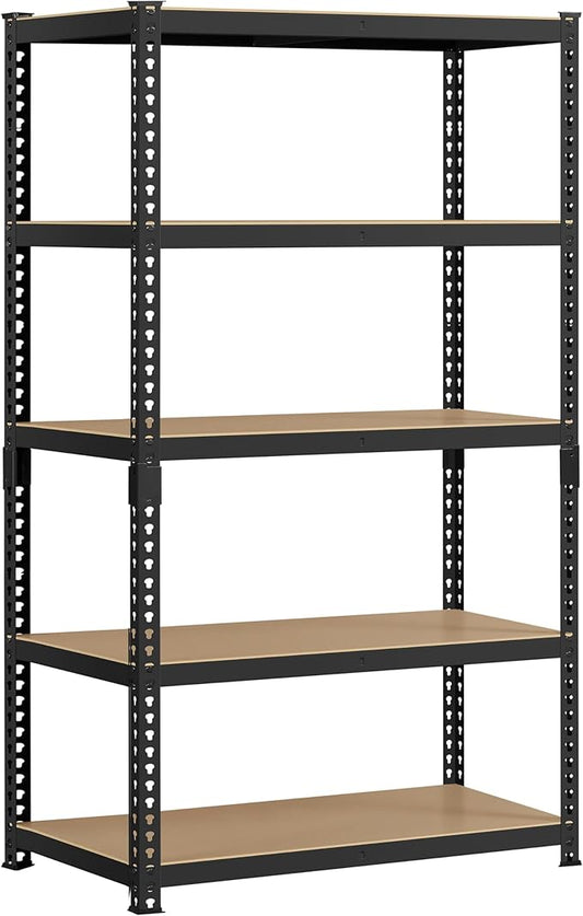 Yaheetech Storage Shelves 5 Tier Garage Shelving Heavy Duty Garage Shelves Adjustable Metal Shelving Unit Utility Rack Industrial Shelving for Warehouse Pantry Closet, 35.5″W × 17.5″D × 72″H, Black