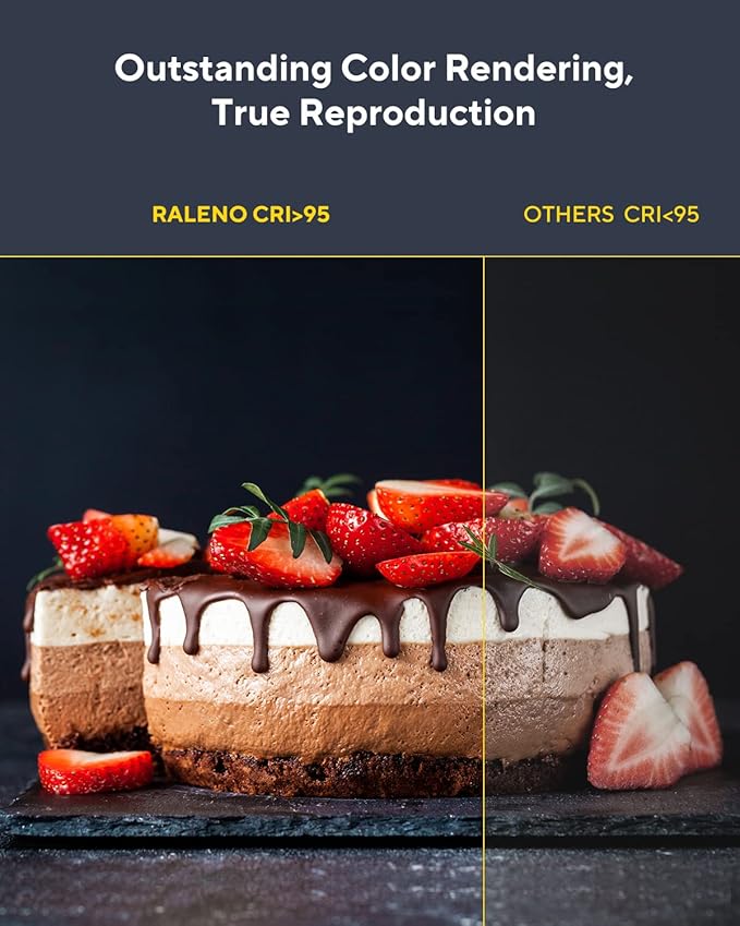 RALENO Led Video Light, Built-in 4000mAh*2 Battery 3200-5600K CRI95+ 0-100% Brightness Adjustment on Camera Light, for Vlog Lighting Video Conference YouTube Studio Photography