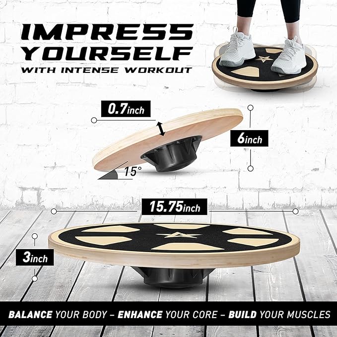Yes4All Versatile Wooden Wobble Balance Board, Balance Trainer for Mobility Training, Standing Desk, Core Training, Exercise Balance Stability Trainer