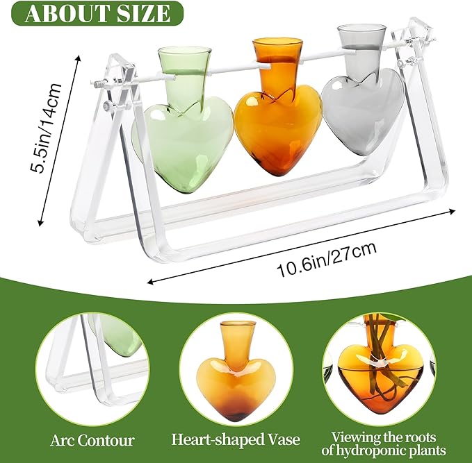 Clear Plant Terrarium Propagation Stations with Acrylic Stand Birthday Gifts for Women Office Home Decor