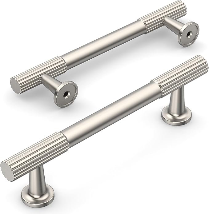 Amerdeco 10 Pack Brushed Satin Nickel Cabinet Pulls 3.75 Inch(96MM) Hole Centers Kitchen Cabinet Handles Hardware Kitchen Handles for Cabinets Cupboard Handles Drawer Pulls ZH0071