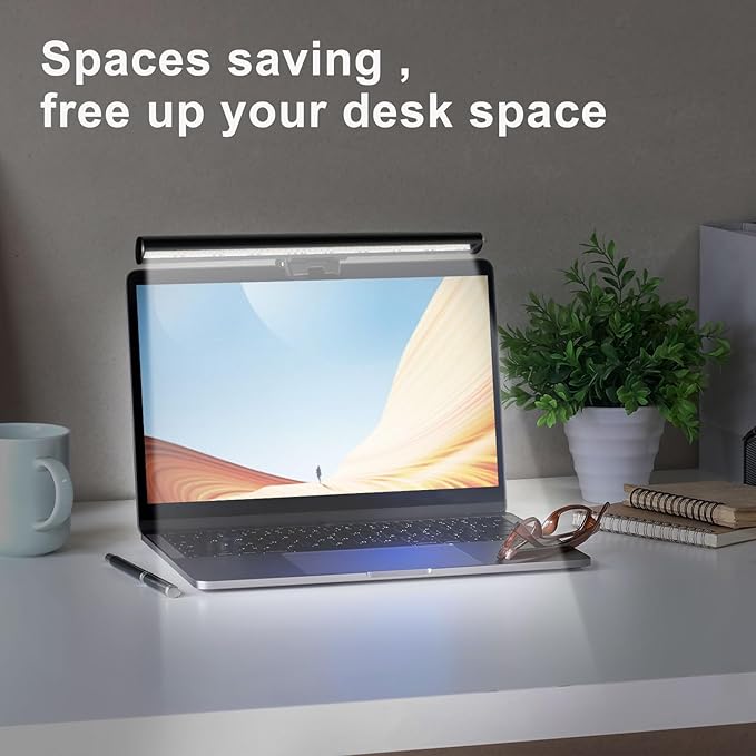 Laptop Monitor Lamp, LED Screen Light Bar, Adjustable Brightness & Color Temperature, Eye-Care Tablet Lamp for Keyboard, No Screen Glare, Space Saving, USB Powered, for Home& Office