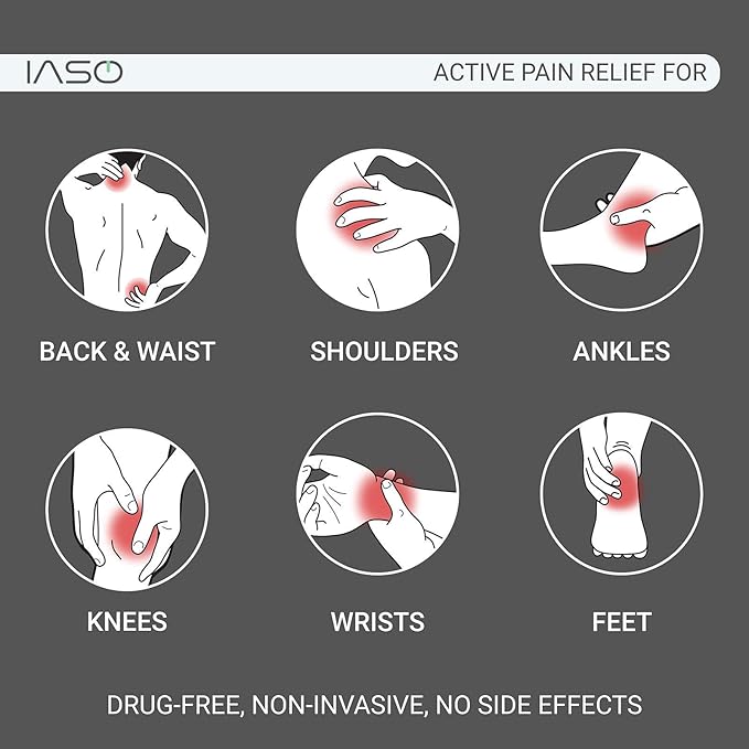 Iaso] Red Light Therapy Device and Massager- FDA-Registered, Cold Laser (Non-LED) Pain Relief for Back, Foot, Neck, Shoulders, Wrists, Knees. Wearable & Rechargeable. All Inclusive Package (Quad)