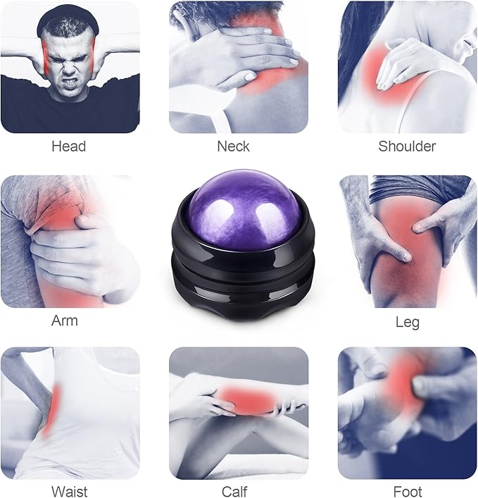 Solacium Manual Massage Roller Ball - Massager and Therapy Tool for Sore Muscles, Shoulders, Arms, Neck, Back, Feet, Body, Deep Tissue, Stiffness, Joint Pain, Stress Relief