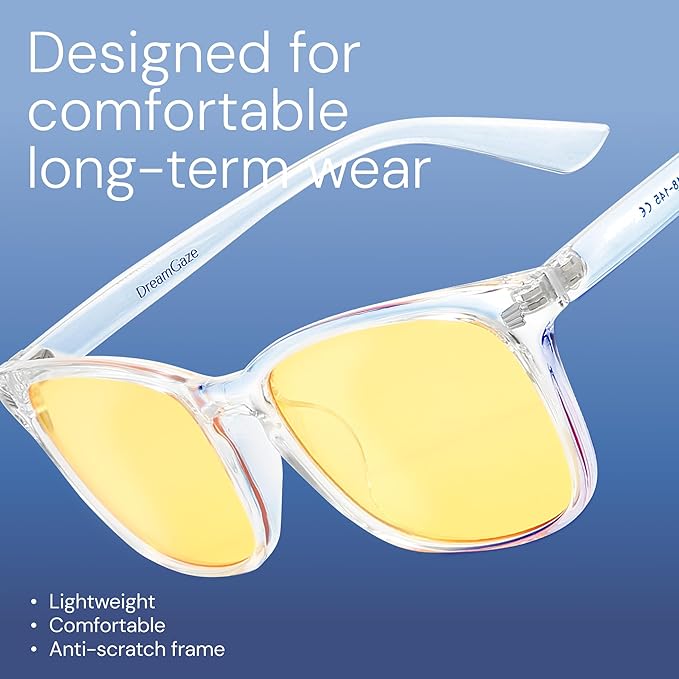 DreamGaze 99.9% Blue Light Blocking Glasses for Better Sleep - Anti Blue Light Glasses Men - Premium Computer Gaming Glasses