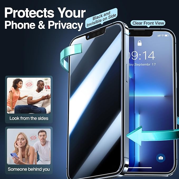 SMARTDEVIL 2 Pack for iPhone 13 Pro Max Privacy Screen Protector, Military Grade Shatterproof, 9H Hardness, Anti-Spy Tempered Glass, Fast & Easy Instlltion, Case Friendly
