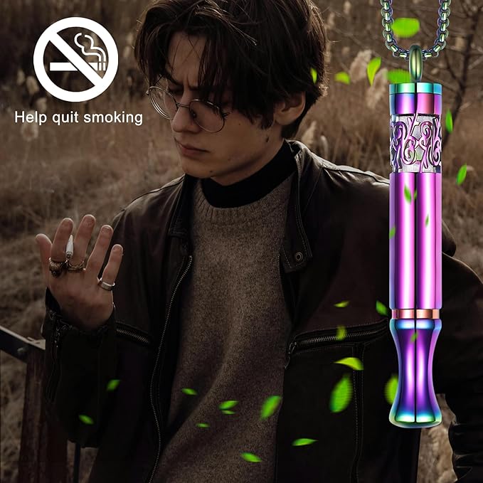 Anxiety Relief Pendant Mindfulness Breathing Necklace - Essential Oil Diffuser & Personal Inhaler Aromatherapy Necklaces for Women & Men (Rainbow)