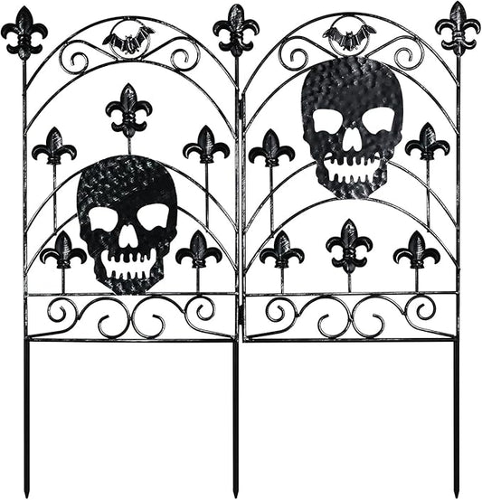 hogardeck Halloween Decorations Outdoor, Metal Fence Decorative Garden Stakes with Skull Head for Halloween Decor, Yard Signs for Halloween Outside Garden Lawn Porch Party Decorations