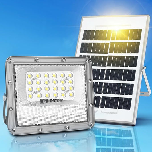 Outdoor Solar LED Flood Lights: Waterproof Security Patio Lights with Remote Control, 6500K Bright Illumination Dawn to Dusk Lighting for Fence, Yard, Backyard, Wall, House (5000MAH)