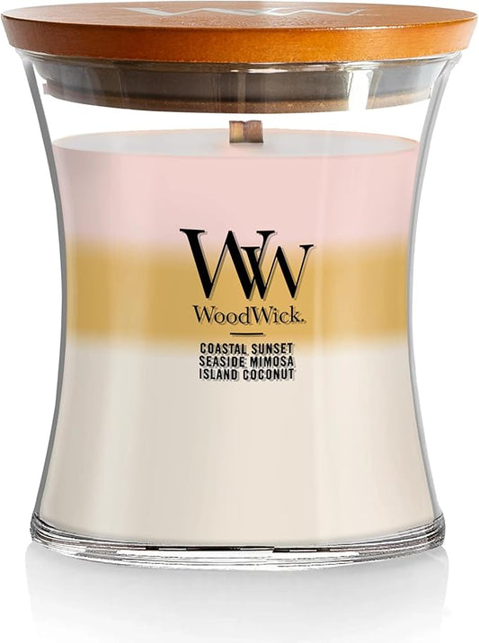 WoodWick Medium Hourglass Candle Island Getaway - Premium Soy Blend Wax Pluswick Innovation Wood Wick Made in USA