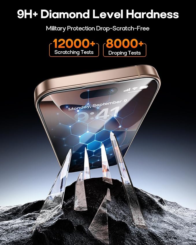 3 Pack for iPhone 14 Plus/iPhone 13 Pro Max Tempered Glass Privacy Screen Protector, Dust Free CABIN, Auto Positioning, Bubble Free, Privacy Protection, Easy Installation,9H+ Hardness