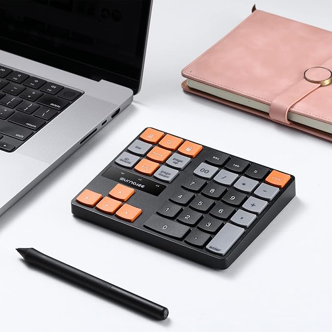 SurnQiee Bluetooth Numeric Keypad, Wireless Number Pad 35-Keys Financial Accounting Rechargeable Number Keyboard for Laptop Desktop, PC, Notebook
