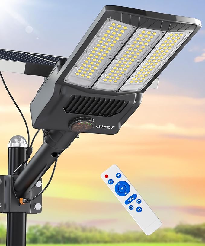 JAYNLT Y-11000W Solar Street Lights Outdoor,800000LM 6500K Bright Parking Lot Lights Commercial,Split Flood Lights Solar Powered,IP67 Waterproof Solar Security Lamps for Street,Farm