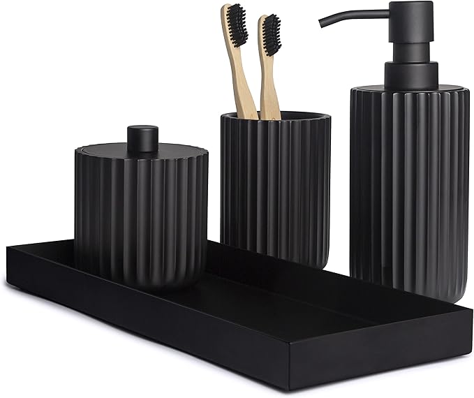 Bathroom Accessory Set, Bathroom Sets Accessories, Matte Black Bathroom Accessories Sets Complete, Bathroom Assesssories Set, Farmhouse Bathroom Decor, Bathroom Soap Dispenser Set, Boho Bathroom Decor