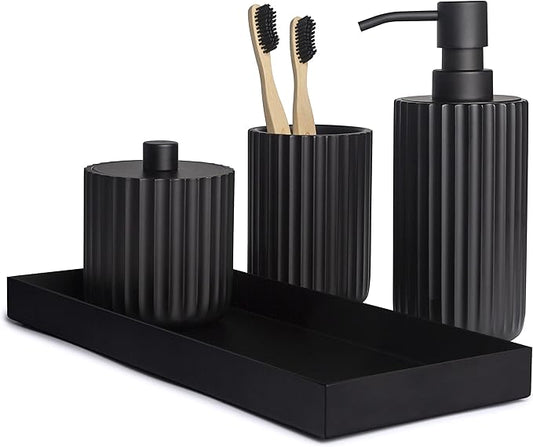 Bathroom Accessory Set, Bathroom Sets Accessories, Matte Black Bathroom Accessories Sets Complete, Bathroom Assesssories Set, Farmhouse Bathroom Decor, Bathroom Soap Dispenser Set, Boho Bathroom Decor
