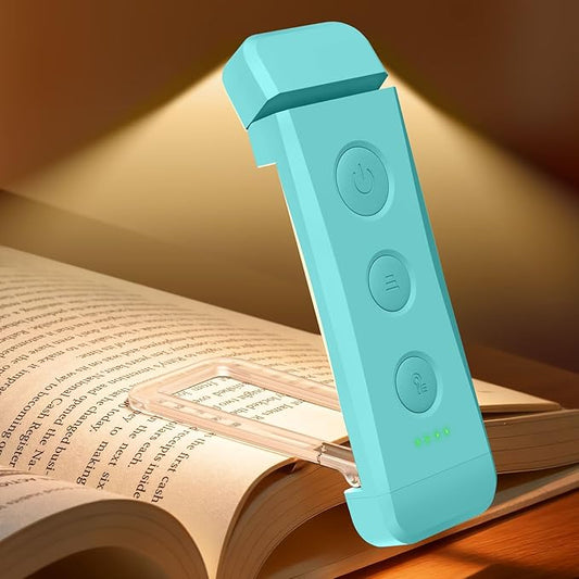 Glocusent Rechargeable Book Light, 1000 mAh Battery for 160 Hrs, 3 Amber Colors & 5 Brightness Stepless Dimming - Reading Lights for Books in Bed, Clip on Book Lights for Bookworms Kids