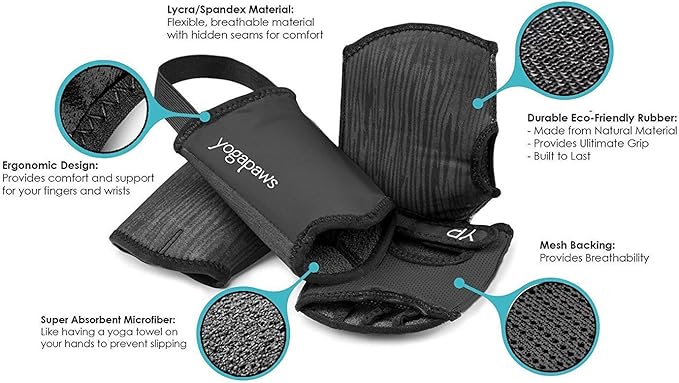 YogaPaws SkinThin Non Slip Yoga Gloves and Yoga Socks for Women & Men for Hot Yoga, Crossfit, Cycling, for Sweaty Hands Feet