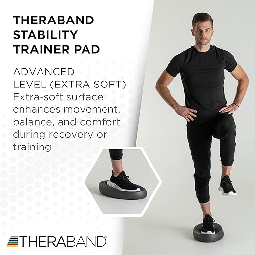 THERABAND Stability Trainer Pad, Advanced Level, Extra Soft, Black Foam Balance Pad for Physical Therapy, Exercise Pad for Core Strength, Lightweight Non-Slip Balance Trainer, Portable Foam Pad for Home or Clinic Use