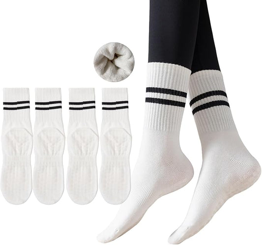 Yoga Socks with Non-Slip Grips for Women - 4 Pairs Pilates, Barre, Gym, Dance Workout Anti-Skid Socks