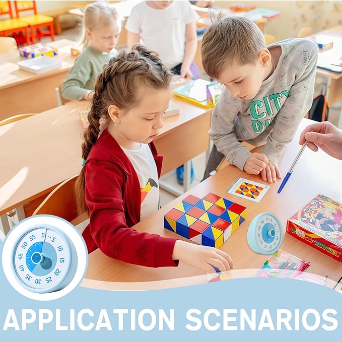 Visual Timer 60-Minute - Silent Countdown for ADHD, Kids, Self-Discipline Tool for Classroom, Kitchen & Homeschool Time Management