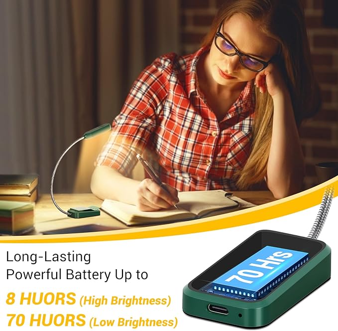 Book Light 2 Pack, Rechargeable Reading Lights for Books in Bed-Eye Caring 3 Colors, Stepless Dimming, 360° Flexible Studying Small Desk Lamp, Lightweight Clip-on LED Night Light for Book Lovers, Kids