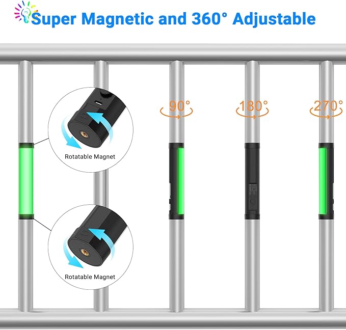 LUXCEO Handheld Light Wand, Multicolor RGB LED Video Light for Photography, 2000mAh Rechargeable Mini Light Stick for Video Shooting Professional Tube Lights with Magnetic for YouTube, TikTok(Black)