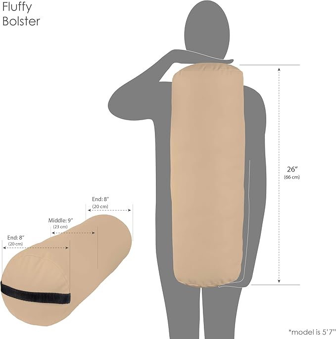 EARTHLITE Bolster Pillow Fluffy – Durable Massage Bolster, 100% PU Upholstery incl. Strap Handle/Professional Quality for Massage Tables/Back Pain Relief