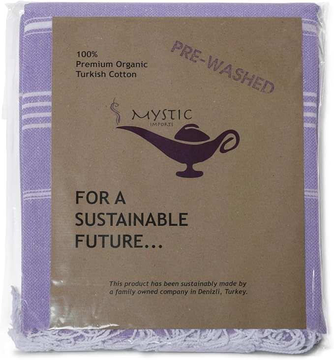 Turkish Beach Towel 100% Organic Cotton Extra Large Oversized (39 x 71 Inches) Quick Dry Sand Free Light Weight Prewashed for Bath Beach Gym Yoga Travel Towel Blanket (Lilac)