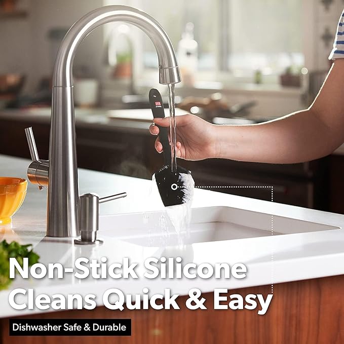 DI ORO Silicone Spatula Set - Rubber Kitchen Spatulas for Baking, Cooking, & Mixing - 600°F Heat-Resistant & BPA Free Silicone Scraper Spatulas for Nonstick Cookware - Dishwasher Safe (4pc, Black)