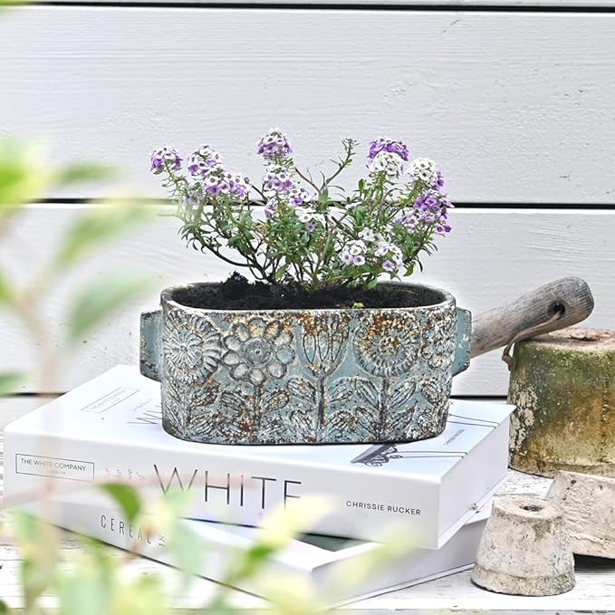 8 inch Blue Pots Planters Indoor Plants Succulent Pots Rectangle Window Box Cactus Plant Containers for Home Decor(No Drainage)