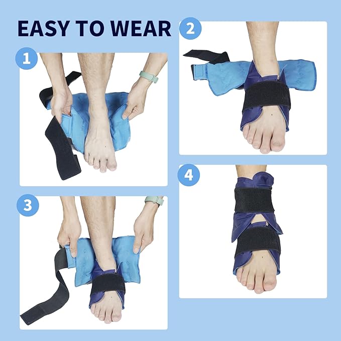 Ankle Ice Pack Wrap for Swelling - Reusable Gel Pack for Ankle Sprain, Achilles Tendonitis, Plantar Fasciitis and Feet Sore - Foot Wrap for Injuries