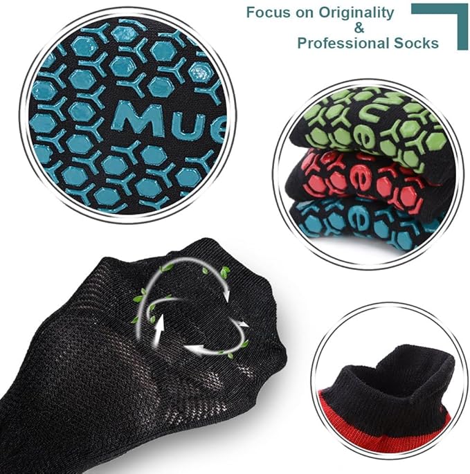 Muezna Men's Non-Slip Yoga Socks, Anti-Skid Pilates, Barre, Bikram Fitness Hospital Slipper Socks with Grips