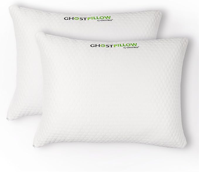 GhostBed Shredded Memory Foam Pillow with Adjustable Gel Memory Foam and Cooling Breathable Cover - King Size Shredded Memory Foam Pillows CertiPUR-US Certified 2-Pack