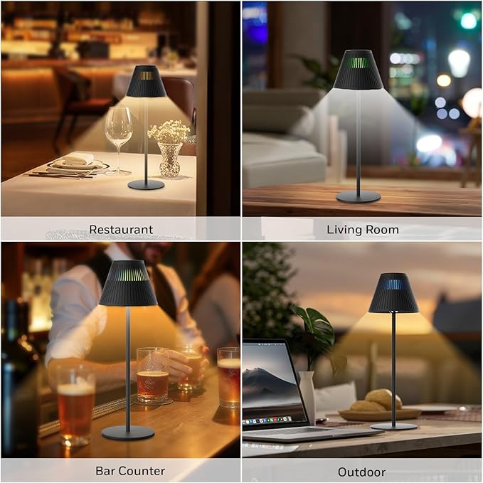 Honeywell 2Pack Cordless Table Lamp Rechargeable - M1 Sunturalux Portable LED Desk Lamp 5200mAh Battery Operated 4Color 9RGB Dimmable Bedside Lamps for Home Living Bedroom Restaurant Night Light